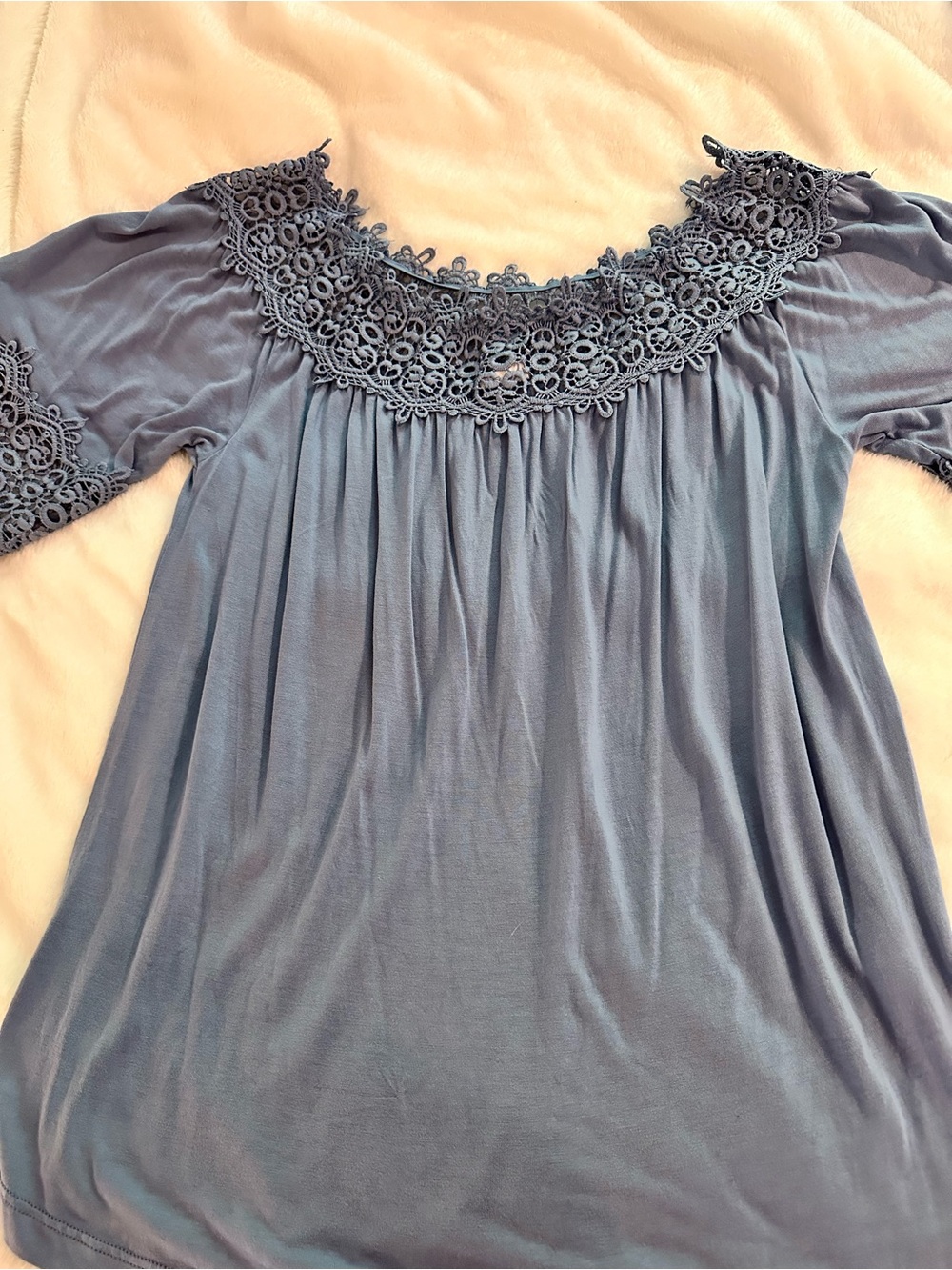 Lascana Crochet-Yoke Scoop Neck Top. - Picture 1 of 5